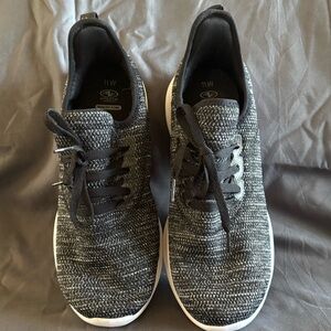 Athletic Work Black and Gray Knit Slip On Sneakers w/ Memory Foam. Sz 11W